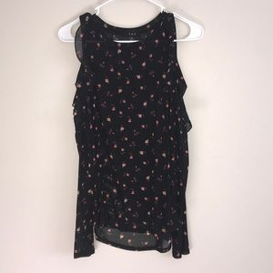 NWOT-Cold-Shoulder Black Floral Blouse